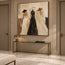 Beige & Cream Hand-Painted Oil Painting, Three Women in Wide-Brim Hats #PGVBMQNS