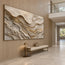 Ivory and Taupe Hand-Painted 3D Textured Oil Painting, Wavy Layer Abstract #QF2DVOSX