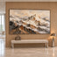 Beige and Charcoal Hand-Painted 3D Textured Oil Painting, Mountain Ridges in Mist #QUDVWPH3