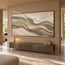 Beige Hand-Painted 3D Textured Oil Painting, Olive and Cream Wave Layers #OF6D6DT0
