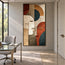 Earth-Tone Hand-Painted 3D Textured Oil Painting, Geometric Faces #PDTZGB6G