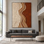 Cream & Terracotta Hand-Painted 3D Textured Oil Painting, Wavy Abstract Band #E5HLHQUE