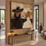 Beige Black Hand-Painted Oil Painting, Two Women in Black and Ivory Dresses #RDT3ONMB