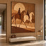 Brown Hand-Painted Oil Painting, Two Riders Beneath a Golden Sun #M7HL0PQE