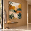 Cream and Ochre Hand-Painted Oil Painting, Stylized Garden Foliage #UATDX9Y6