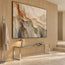 Cream and Gray Hand-Painted 3D Textured Oil Painting, Diagonal Abstract Escarpment #46H337UB