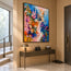 Blue and Pink Hand-Painted Oil Painting, Expressive Floral Abstract #SPCZIUW7