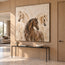Cream and Brown Hand-Painted Oil Painting, Three Horses #FLZV73BL