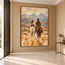 Sand and Blue Gray Hand-Painted Oil Painting, Riders Facing the Mountains #3TULKAQH
