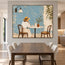 Blue Hand-Painted Oil Painting, Woman at a Cafe Table Wall Art #1IE39W18