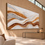 Ivory Gold Hand-Painted 3D Textured Oil Painting, Undulating Bands Wall Art #B19FJV18