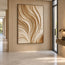 Cream Hand-Painted 3D Textured Oil Painting, Flowing Ribbon Abstract #3SILN1UH