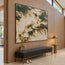 Cream and Deep Green Hand-Painted Oil Painting, Organic Abstract Forms #R1E3GSYK