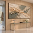 Cream and Sage Gray Hand-Painted 3D Textured Oil Painting, Diagonal Relief Bands #6ICH5UVP