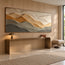 Sand & Taupe Hand-Painted 3D Textured Oil Painting, Layered Wave Abstract Wall Art #J66DZD8R