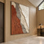 Ivory and Rust Hand-Painted 3D Textured Oil Painting, Diagonal Layered Abstract #6XM3ALEN