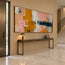 Ochre and Blush Hand-Painted Oil Painting, Linear Color Block Abstract #XNGHPZZP