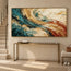 Teal and Ochre Hand-Painted Oil Painting, Sweeping Abstract Color Bands #VERH37SP