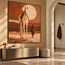 Earth-Tone Hand-Painted Oil Painting, Tall White Horse and Cowboy #SSW3XYPZ