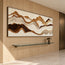 Cream & Brown Hand-Painted 3D Textured Oil Painting, Panoramic Mountain Landscape Wall Art #L7N7S073