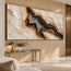 Cream Hand-Painted 3D Textured Oil Painting, Dark Mineral Vein Wall Art #4AKNUHGG