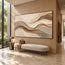 Beige Hand-Painted 3D Textured Oil Painting, Flowing Layered Bands Abstract Wall Art #91IV6MQ0