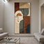 Earth-Tone Hand-Painted 3D Textured Oil Painting, Two Geometric Faces #CIED8WA9