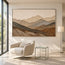 Earth Tone Hand-Painted 3D Textured Oil Painting, Mountain Layers Wall Art #I787QXE3