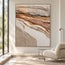 Ivory Tan Hand-Painted 3D Textured Oil Painting, Eroded Layers Wall Art #9RAVTEF6