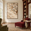 Cream Hand-Painted 3D Textured Oil Painting, Clustered Organic Ovals Abstract Wall Art #KFUV7NA0