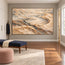 Cream and Taupe Hand-Painted 3D Textured Oil Painting, Terraced Abstract Landscape #RBCLZPS2