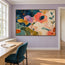 Multicolor Hand-Painted Oil Painting, Coral and Lilac Botanical Abstract with Fine Stems #T9RL2OLH