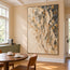 Cream and Gray Hand-Painted 3D Textured Oil Painting, Rising Organic Ribbons #8A15UUOD
