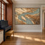 Sand and Sage Hand-Painted Oil Painting, Winding River Viewed from Above #W2T3V88Z