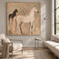Beige & Cream Hand-Painted Oil Painting, Three Horses in a Modern Equestrian Composition #HIPLCPC8