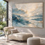 Blue Gray & Ivory Hand-Painted Oil Painting, Abstract Layered Landscape #XI8BIQFA