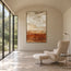 Cream and Rust Hand-Painted Oil Painting, Layered Earth-Tone Abstract #AR0DPNNU