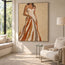 Beige & Rust Hand-Painted Oil Painting, Woman in a Flowing Dress #LMRN0GND
