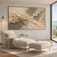 Beige Hand-Painted 3D Textured Oil Painting, Diagonal Layers in Olive Gray #TNHLGOA5