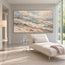 Cream and Blue Gray Hand-Painted Oil Painting, Rolling Coastal Waves #B4FLTKB2