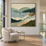 Sage Green Hand-Painted Oil Painting, Layered Mountain Landscape #PWVHIXYY
