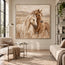 Cream & Brown Hand-Painted Oil Painting, White and Chestnut Horse Portrait #R4TZLUV7