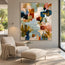 Muted Blue and Warm Neutrals Hand-Painted Oil Painting, Expressive Abstract Color Blocks #Q6Z31DUZ