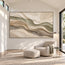 Beige Hand-Painted 3D Textured Oil Painting, Olive and Cream Wave Layers #OF6D6DT0