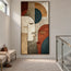Earth-Tone Hand-Painted 3D Textured Oil Painting, Geometric Faces #PDTZGB6G