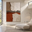 Ivory and Rust Hand-Painted 3D Textured Oil Painting, Layered Ridge Abstract #I8S5QRXD