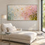 Cream and Pink Hand-Painted Oil Painting, Cascading Floral Petals #AN8LZER5