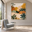 Cream and Ochre Hand-Painted Oil Painting, Stylized Garden Foliage #UATDX9Y6