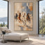 Cream and Slate Blue Hand-Painted Oil Painting, Five Running Horses #63S5E3ZM