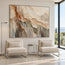 Cream and Gray Hand-Painted 3D Textured Oil Painting, Diagonal Abstract Escarpment #46H337UB